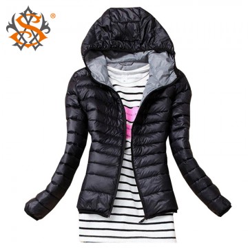 Autumn Winter Women Basic Jacket Coat Female Slim Hooded Brand Cotton Coats Casual Black Jackets
