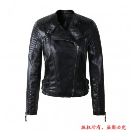New Fashion Autumn Winter Women Brand Faux Soft Leather Jackets Pu Black Red Yellow Zippers Long Sleeve Motorcycle Coat