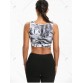 Abstract Printed Sports Cutout Lace Up Bra - Grey White - L