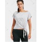 Active  Front Tie CroppedT-shirt - Gray - M