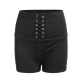 Active High Waisted Lace Up Shorts - Black - L