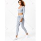 Active Long Sleeve Hooded Crop Top and Pants - Light Gray - M1281667