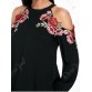 Applique Embroidery Open Shoulder Top - Black - Xl1252340