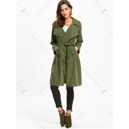 Back Slit Wrap Trench Coat - Army Green - 2xl