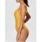 Backless High Cut One Piece Swimwear - Yellow - S947624