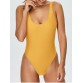 Backless High Cut One Piece Swimwear - Yellow - S947624