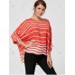 Batwing Sleeve High Low Striped Blouse - Red - Xl95637