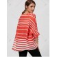 Batwing Sleeve High Low Striped Blouse - Red - Xl95637