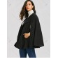 Batwing Sleeve Woollen Cape Coat - Black - 2xl