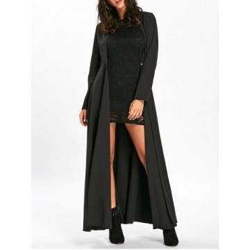 Bodycon Lace Mini Dress with Long Coat - Black - 2xl1325281