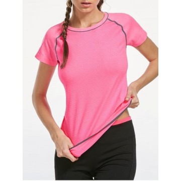 Breathable Raglan Sleeve Gym T-shirt - Pink - M1197616