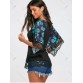 Butterfly Raglan Sleeve Lace Trim T-shirt - Breezy - Xl1260322
