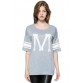 Casual Scoop Neck Loose-Fitting Printed 3/4 Length Sleeve T-shirt For Women - Deep Gray - One Size1324247