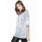 Casual Scoop Neck Loose-Fitting Printed 3/4 Length Sleeve T-shirt For Women - Deep Gray - One Size