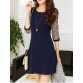 Chic Style Round Collar Ruffled Tiny Floral Print 3/4 Sleeves Women's Dress - L