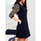 Chic Style Round Collar Ruffled Tiny Floral Print 3/4 Sleeves Women s Dress - L126589