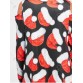 Christmas Hat Printed Cold Shoulder Asymmetrical Dress - Black And Red - 2xl1335199