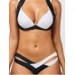 Color Block Strappy Padded Bikini Swimwear - White - M