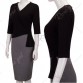 Color Block V Neck Sheath Dress - Black - L