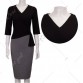 Color Block V Neck Sheath Dress - Black - L1455365