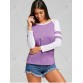 Contrast Color Raglan Sleeve Tee - Purple - S1467580