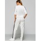 Contrast Drawstring Pocket Design Gym Suit - White - S