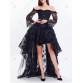 Corset Top with High Low Skirt - Black - S1319393
