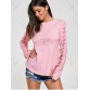 Crew Neck Lace Up Tee - Pink - L1248909