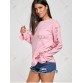 Crew Neck Lace Up Tee - Pink - L1248909