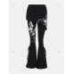 Criss Cross Bottom Flare Pants with Print - Black - L1228959