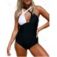 Criss Cross Color Block Swimsuit - Black - L1248637