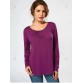 Cross Strappy Lace Back Long Sleeve T-shirt - Purple - 2xl1234045