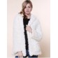 Cute Bear Ear Design Hooded Long Sleeves Women's White Faux Fleece Coat - White - L