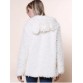 Cute Bear Ear Design Hooded Long Sleeves Women s White Faux Fleece Coat - White - L54498