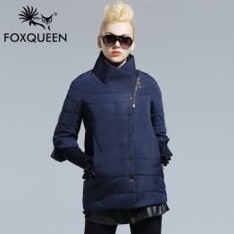 FOXQUEEN 2016 New Spring Warm Cotton Clothing Cotton padded Coat Women's Clothing Three Quarter Sleeve Coat Jacket Windbreaker