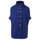 Fashionable Stand Collar Double-Breasted Cape Coat For Women - Blue - M
