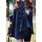 Fashionable Stand Collar Double-Breasted Cape Coat For Women - Blue - M137773