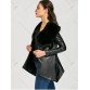 Faux Fur Collar Asymmetric PU Leather Coat - Black - 2xl1361290