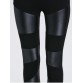 Faux Leather Bodycon Leggings - Black - One Size