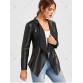 Faux Leather Slim Waterfall Jacket - Black - L