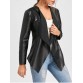 Faux Leather Slim Waterfall Jacket - Black - L1332621