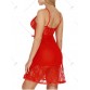 Feathers See Through  Santa Lingerie Lace Babydoll - Red - 2xl