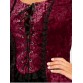 Flare Sleeve Lace Up Velvet Gothic Top - Wine Red - 2xl