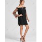Flare Sleeve Off Shoulder Embroidered Mesh Dress - Black - 2xl1234754
