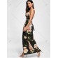 Floral Slit Backless Maxi Slip Plunge Dress - Black - M1225272