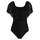 Flounce Off The Shoulder Swimsuit - Black - M