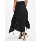 Front Slit Lace Up High Waisted Maxi Skirt - Black - M