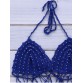 Halter Crochet Beading Bikini Set - Blue - One Size(fit Size Xs To M)