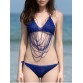 Halter Crochet Beading Bikini Set - Blue - One Size(fit Size Xs To M)380639