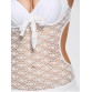 Halter Crochet Ruffle Sheer Underwire Monokini Swimsuit - White - Xl1062093